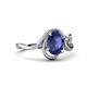 4 - Lioren 1.12 ctw Oval Shape Iolite accented Round Lab Grown Diamond Split Shank Women Wave Solitaire Plus Engagement Ring 