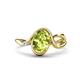 1 - Lioren 1.37 ctw Oval Shape Peridot accented Round Lab Grown Diamond Split Shank Women Wave Solitaire Plus Engagement Ring 
