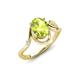 3 - Lioren 1.37 ctw Oval Shape Peridot accented Round Lab Grown Diamond Split Shank Women Wave Solitaire Plus Engagement Ring 