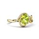 4 - Lioren 1.37 ctw Oval Shape Peridot accented Round Lab Grown Diamond Split Shank Women Wave Solitaire Plus Engagement Ring 