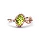 1 - Lioren 1.37 ctw Oval Shape Peridot accented Round Lab Grown Diamond Split Shank Women Wave Solitaire Plus Engagement Ring 