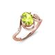 3 - Lioren 1.37 ctw Oval Shape Peridot accented Round Lab Grown Diamond Split Shank Women Wave Solitaire Plus Engagement Ring 