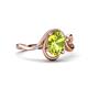4 - Lioren 1.37 ctw Oval Shape Peridot accented Round Lab Grown Diamond Split Shank Women Wave Solitaire Plus Engagement Ring 