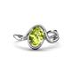 1 - Lioren 1.37 ctw Oval Shape Peridot accented Round Lab Grown Diamond Split Shank Women Wave Solitaire Plus Engagement Ring 