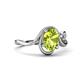 4 - Lioren 1.37 ctw Oval Shape Peridot accented Round Lab Grown Diamond Split Shank Women Wave Solitaire Plus Engagement Ring 