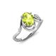 3 - Lioren 1.37 ctw Oval Shape Peridot accented Round Lab Grown Diamond Split Shank Women Wave Solitaire Plus Engagement Ring 
