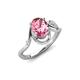 3 - Lioren 1.37 ctw Oval Shape Pink Tourmaline accented Round Lab Grown Diamond Split Shank Women Wave Solitaire Plus Engagement Ring 