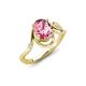 3 - Lioren 1.37 ctw Oval Shape Pink Tourmaline accented Round Lab Grown Diamond Split Shank Women Wave Solitaire Plus Engagement Ring 