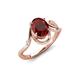 3 - Lioren 1.52 ctw Oval Shape Red Garnet accented Round Lab Grown Diamond Split Shank Women Wave Solitaire Plus Engagement Ring 