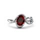 1 - Lioren 1.52 ctw Oval Shape Red Garnet accented Round Lab Grown Diamond Split Shank Women Wave Solitaire Plus Engagement Ring 