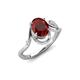 3 - Lioren 1.52 ctw Oval Shape Red Garnet accented Round Lab Grown Diamond Split Shank Women Wave Solitaire Plus Engagement Ring 