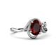 4 - Lioren 1.52 ctw Oval Shape Red Garnet accented Round Lab Grown Diamond Split Shank Women Wave Solitaire Plus Engagement Ring 
