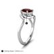 5 - Lioren 1.52 ctw Oval Shape Red Garnet accented Round Lab Grown Diamond Split Shank Women Wave Solitaire Plus Engagement Ring 