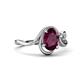 4 - Lioren 1.67 ctw Oval Shape Rhodolite Garnet accented Round Lab Grown Diamond Split Shank Women Wave Solitaire Plus Engagement Ring 