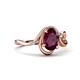 4 - Lioren 1.67 ctw Oval Shape Rhodolite Garnet accented Round Lab Grown Diamond Split Shank Women Wave Solitaire Plus Engagement Ring 