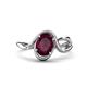 1 - Lioren 1.67 ctw Oval Shape Rhodolite Garnet accented Round Lab Grown Diamond Split Shank Women Wave Solitaire Plus Engagement Ring 