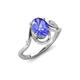 3 - Lioren 1.37 ctw Oval Shape Tanzanite accented Round Lab Grown Diamond Split Shank Women Wave Solitaire Plus Engagement Ring 
