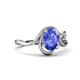 4 - Lioren 1.37 ctw Oval Shape Tanzanite accented Round Lab Grown Diamond Split Shank Women Wave Solitaire Plus Engagement Ring 