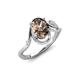 3 - Lioren 1.27 ctw Oval Shape Smoky Quartz accented Round Lab Grown Diamond Split Shank Women Wave Solitaire Plus Engagement Ring 
