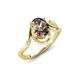 3 - Lioren 1.27 ctw Oval Shape Smoky Quartz accented Round Lab Grown Diamond Split Shank Women Wave Solitaire Plus Engagement Ring 