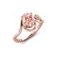 3 - Lioren 1.15 ctw Oval Shape Morganite accented Round Lab Grown Diamond Split Shank Women Wave Solitaire Plus Engagement Ring 