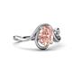4 - Lioren 1.15 ctw Oval Shape Morganite accented Round Lab Grown Diamond Split Shank Women Wave Solitaire Plus Engagement Ring 