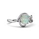 4 - Lioren 0.79 ctw Oval Shape Opal accented Round Lab Grown Diamond Split Shank Women Wave Solitaire Plus Engagement Ring 