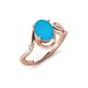 3 - Lioren 1.07 ctw Oval Shape Turquoise accented Round Lab Grown Diamond Split Shank Women Wave Solitaire Plus Engagement Ring 