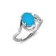 3 - Lioren 1.07 ctw Oval Shape Turquoise accented Round Lab Grown Diamond Split Shank Women Wave Solitaire Plus Engagement Ring 