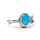 4 - Lioren 1.07 ctw Oval Shape Turquoise accented Round Lab Grown Diamond Split Shank Women Wave Solitaire Plus Engagement Ring 