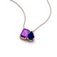 3 - Arika 1.05 ctw Emerald Shape Amethyst with Pear Shape Created Blue Sapphire Toi Et Moi Women Pendant Necklace 