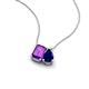 3 - Arika 1.05 ctw Emerald Shape Amethyst with Pear Shape Created Blue Sapphire Toi Et Moi Women Pendant Necklace 