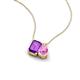 3 - Arika 1.05 ctw Emerald Shape Amethyst with Pear Shape Created Pink Sapphire Toi Et Moi Women Pendant Necklace 