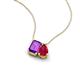 3 - Arika 1.05 ctw Emerald Shape Amethyst with Pear Shape Created Ruby Toi Et Moi Women Pendant Necklace 