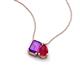 3 - Arika 1.05 ctw Emerald Shape Amethyst with Pear Shape Created Ruby Toi Et Moi Women Pendant Necklace 