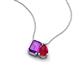 3 - Arika 1.05 ctw Emerald Shape Amethyst with Pear Shape Created Ruby Toi Et Moi Women Pendant Necklace 