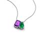 3 - Arika 0.93 ctw Emerald Shape Amethyst with Pear Shape Created Emerald Toi Et Moi Women Pendant Necklace 