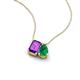 3 - Arika 0.93 ctw Emerald Shape Amethyst with Pear Shape Created Emerald Toi Et Moi Women Pendant Necklace 