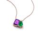 3 - Arika 0.93 ctw Emerald Shape Amethyst with Pear Shape Created Emerald Toi Et Moi Women Pendant Necklace 