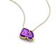 3 - Arika 1.00 ctw Emerald Shape with Pear Shape Amethyst Toi Et Moi Women Pendant Necklace 