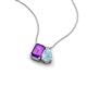 3 - Arika 0.95 ctw Emerald Shape Amethyst with Pear Shape Aquamarine Toi Et Moi Women Pendant Necklace 