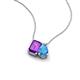 3 - Arika 1.10 ctw Emerald Shape Amethyst with Pear Shape Blue Topaz Toi Et Moi Women Pendant Necklace 