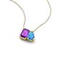 3 - Arika 1.10 ctw Emerald Shape Amethyst with Pear Shape Blue Topaz Toi Et Moi Women Pendant Necklace 