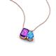 3 - Arika 1.10 ctw Emerald Shape Amethyst with Pear Shape Blue Topaz Toi Et Moi Women Pendant Necklace 
