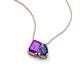 3 - Arika 0.95 ctw Emerald Shape Amethyst with Pear Shape Iolite Toi Et Moi Women Pendant Necklace 