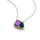 3 - Arika 1.10 ctw Emerald Shape Amethyst with Pear Shape London Blue Topaz Toi Et Moi Women Pendant Necklace 