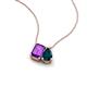 3 - Arika 1.10 ctw Emerald Shape Amethyst with Pear Shape London Blue Topaz Toi Et Moi Women Pendant Necklace 
