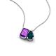 3 - Arika 1.10 ctw Emerald Shape Amethyst with Pear Shape London Blue Topaz Toi Et Moi Women Pendant Necklace 