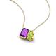 3 - Arika 1.10 ctw Emerald Shape Amethyst with Pear Shape Peridot Toi Et Moi Women Pendant Necklace 
