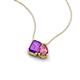 3 - Arika 1.05 ctw Emerald Shape Amethyst with Pear Shape Pink Tourmaline Toi Et Moi Women Pendant Necklace 